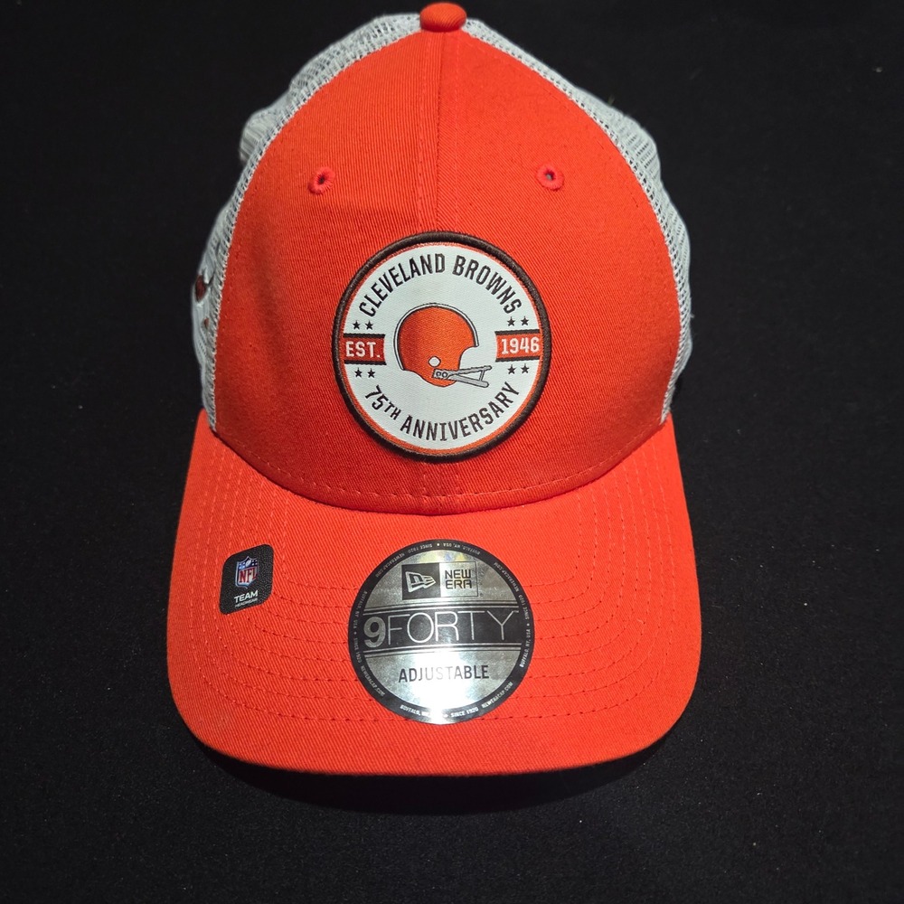 New Era Cleveland Browns 75th Anniversary 9FORTY Trucker Hat Orange White NFL